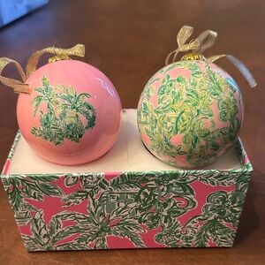 Lilly Pulitzer Pink and Green Ornament Set